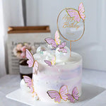 Pink & Gold Cardstock Butterflies - Set of 10