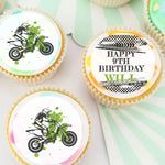 Dirt Bike Pre-cut Edible Icing Cupcake or Cookie Toppers