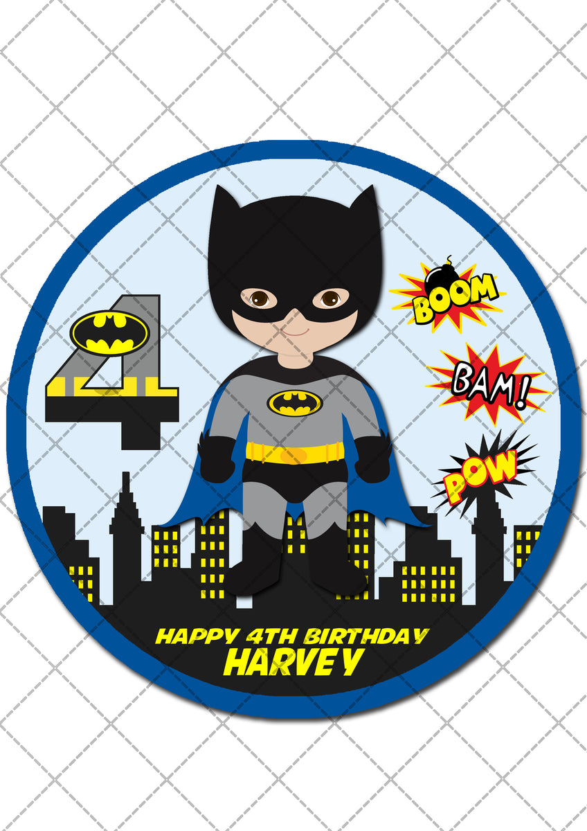 batman-superhero-pre-cut-round-edible-icing-cake-topper-deezee-designs