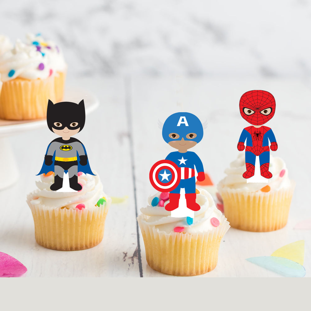Superhero Boys Spiderman Pre-cut Edible Stand-Up Wafer Card Cupcake Toppers