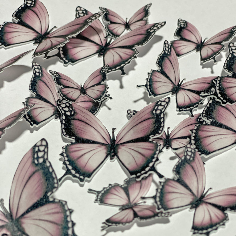 Pink & Black Pre-cut Edible Wafer Butterflies