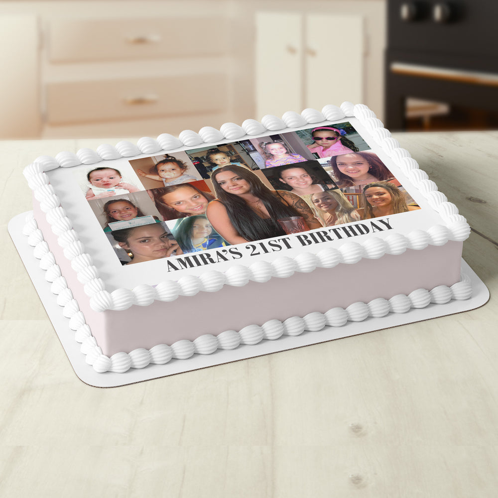 Birthday Photo Collage Edible Icing Cake Topper
