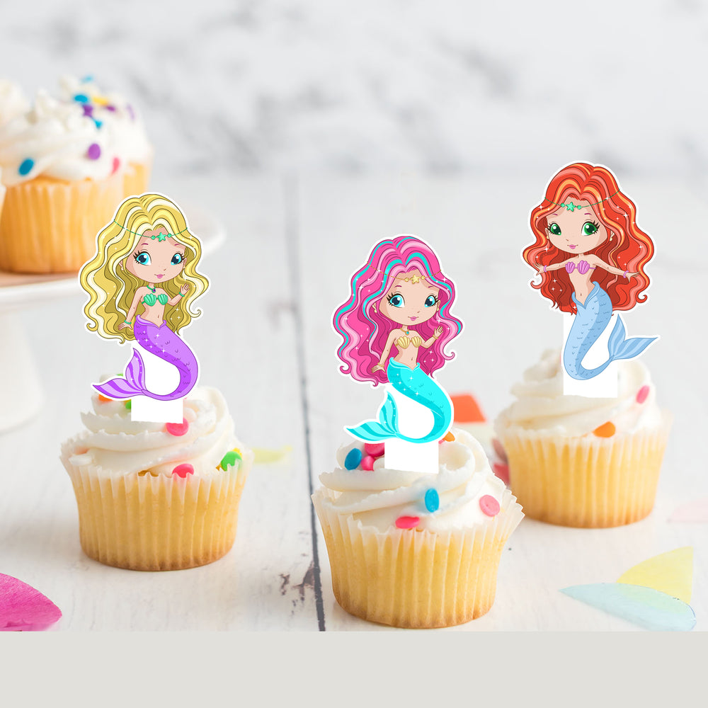 Mermaids Under The Sea Pre-cut Edible Stand-Up Wafer Card Toppers