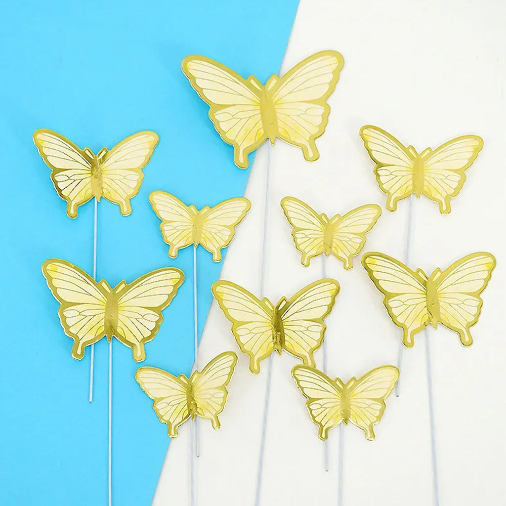 Yellow & Gold Cardstock Butterflies - Set of 10