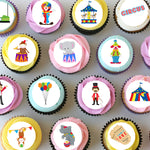 Circus Carnival Pre-cut Mini Edible Cupcake or Cookie Toppers