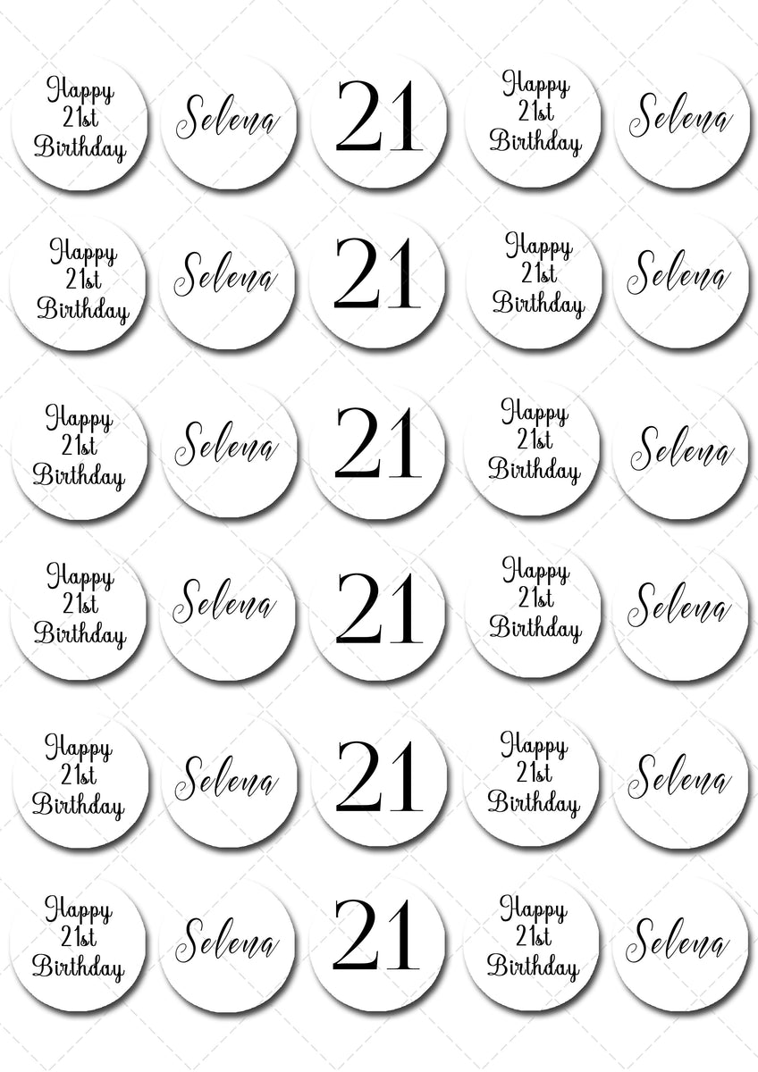 Birthday 21st Precut Mini Edible Cupcake or Cookie Toppers Deezee