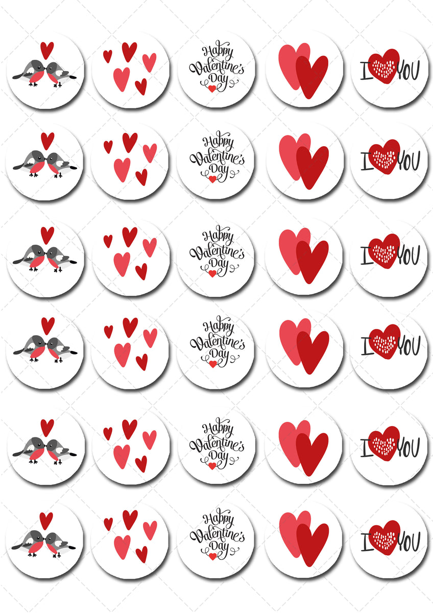 Valentines Day Love Pre Cut Mini Edible Cupcake Or Cookie Toppers Deezee Designs