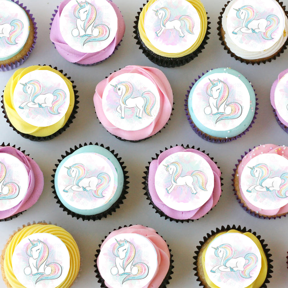 Unicorn Horse Pre-cut Mini Edible Cupcake or Cookie Toppers
