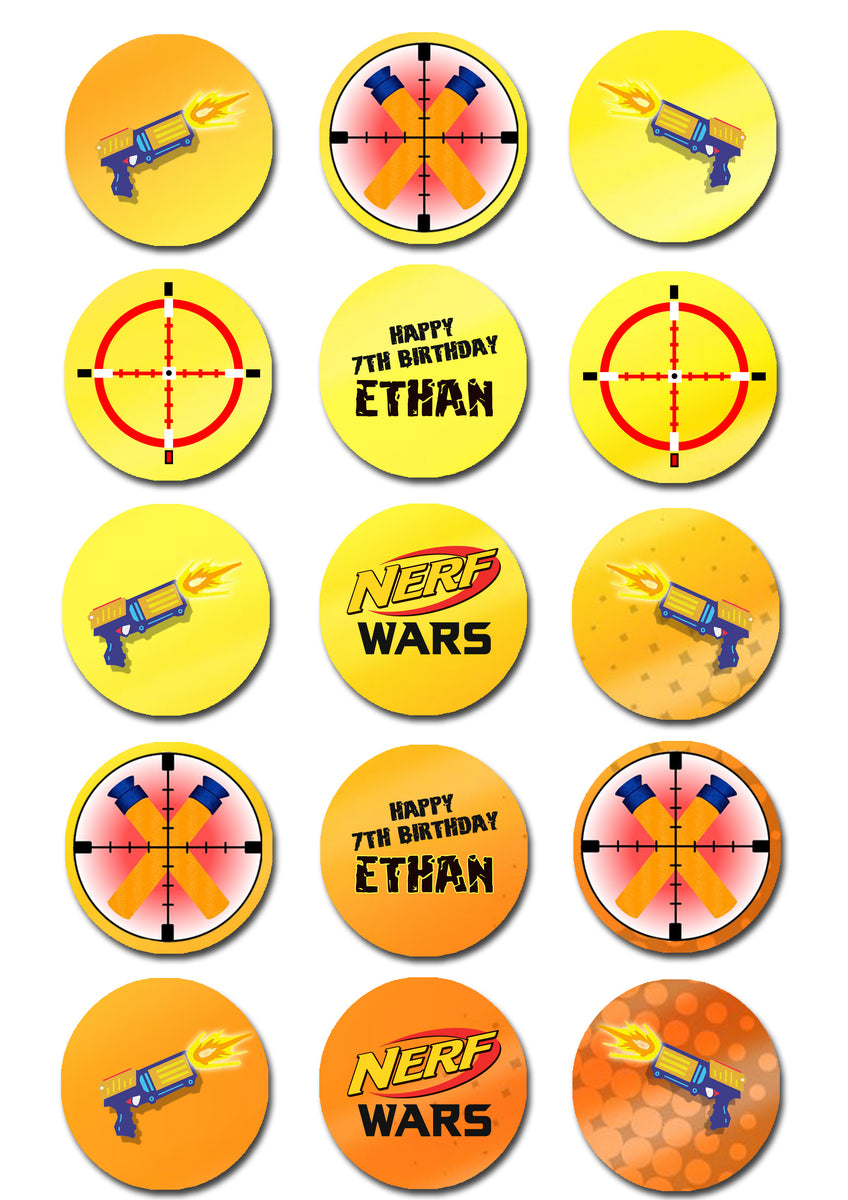 Nerf Wars Edible Cupcake Toppers – Deezee Designs for Free Printable Nerf Cupcake Toppers