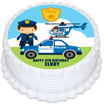Police Round Edible Icing Cake Topper