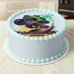 Monster Truck Pre-cut Round Edible Cake Topper