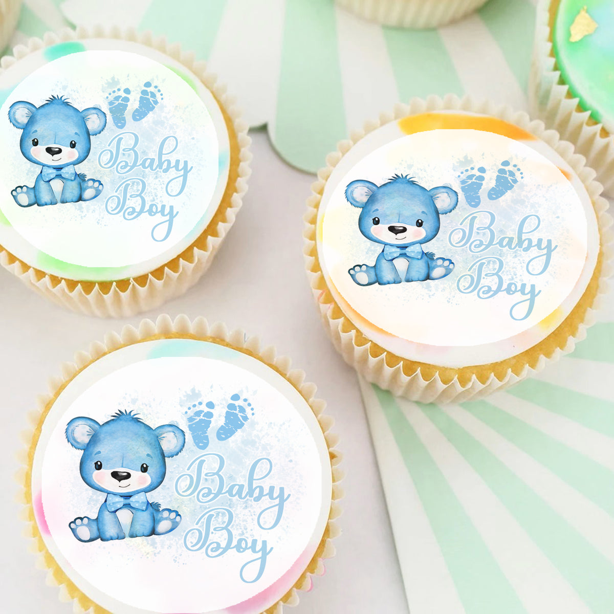 Edible cupcake toppers for baby store shower boy