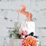 Unicorn Rose Gold Plated Metal Cake Topper
