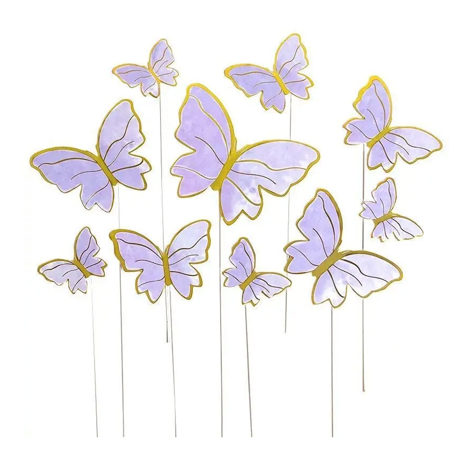 Purple & Gold Cardstock Butterflies - Set of 10