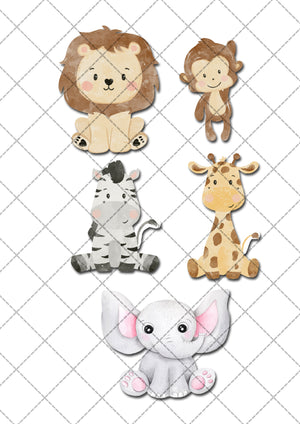 Jungle Safari Animals Edible Icing Cutout Characters
