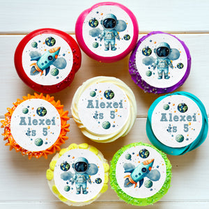 Astronaut Space Planet Pre-cut Edible Cupcake or Cookie Toppers