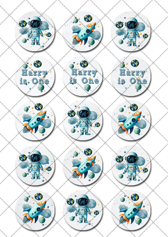 Astronaut Space Planet Pre-cut Edible Cupcake or Cookie Toppers