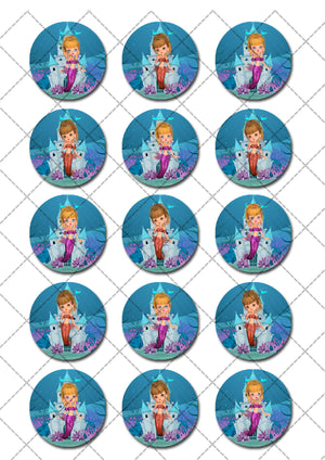 Mermaid Pre-cut Edible Icing Cupcake or Cookie Toppers