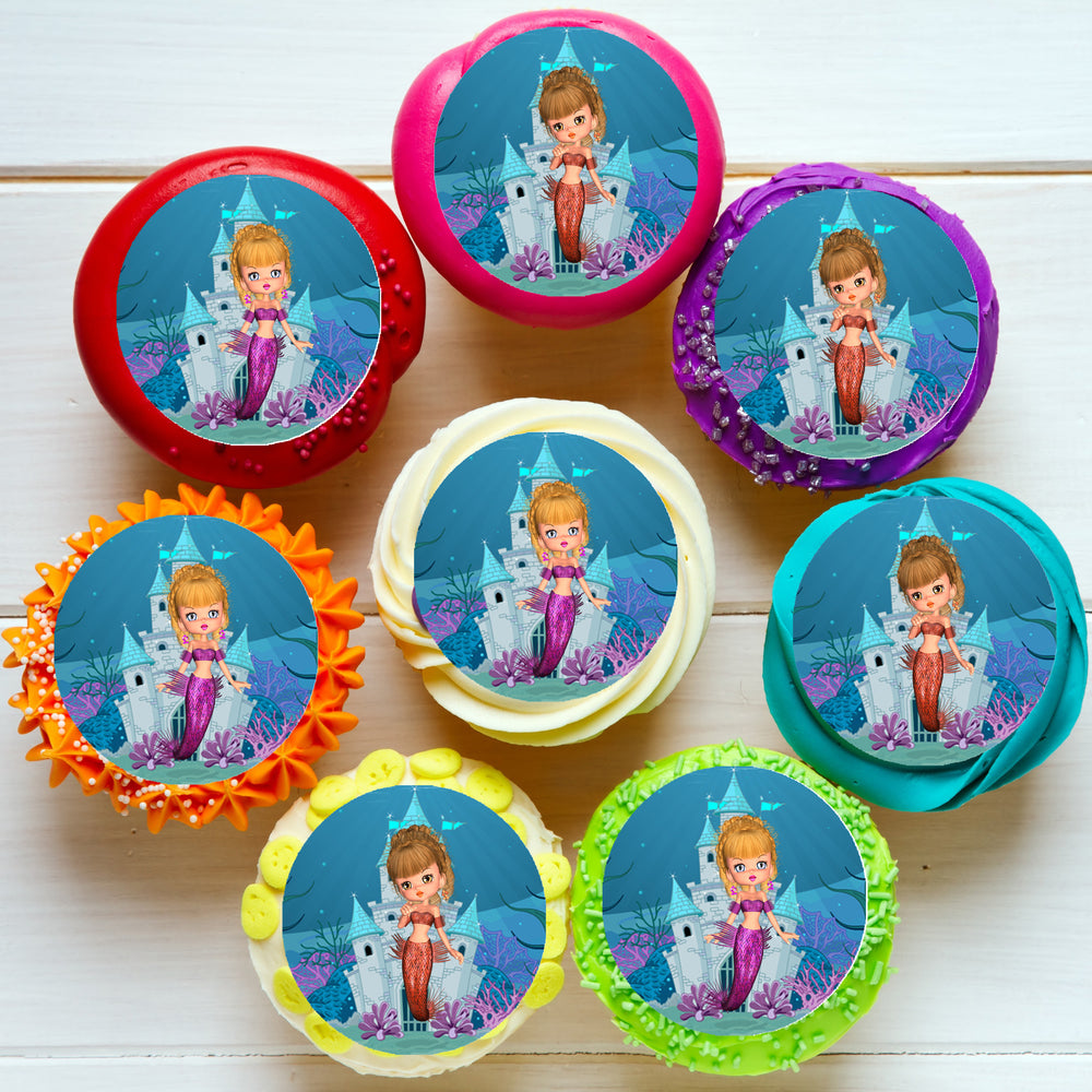 Mermaid Pre-cut Edible Icing Cupcake or Cookie Toppers