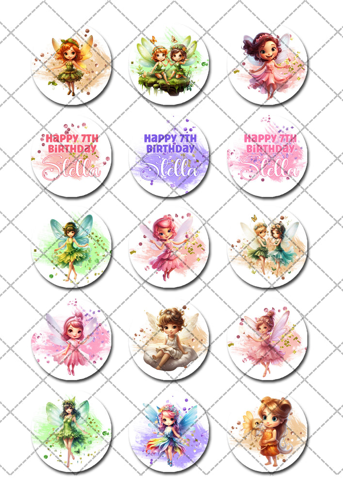 Fairy Fairies Pre-cut Edible Cupcake or Cookie Toppers