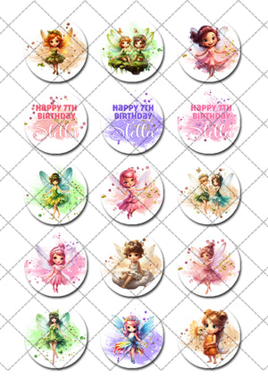 Fairy Fairies Pre-cut Edible Cupcake or Cookie Toppers