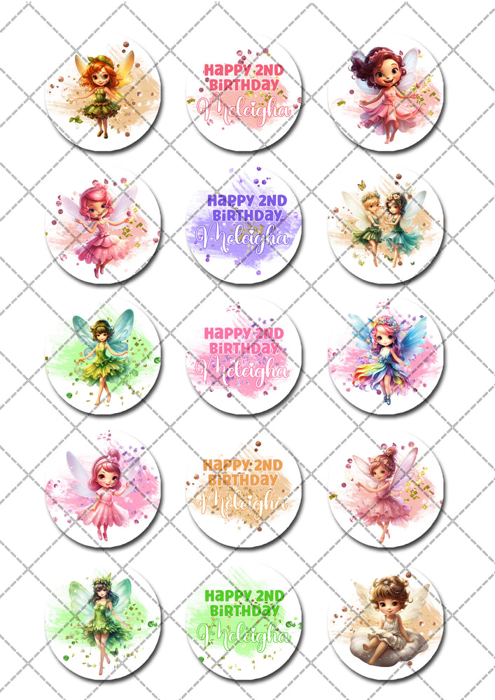 Fairy Fairies Pre-cut Edible Cupcake or Cookie Toppers
