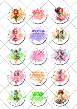 Fairy Fairies Pre-cut Edible Cupcake or Cookie Toppers