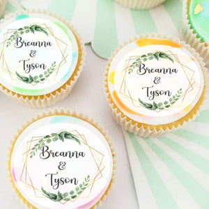 Bridal Themed Eucalyptus Leaves Edible Cupcake Toppers