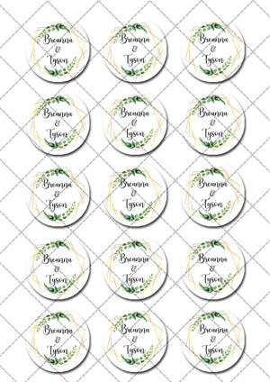 Bridal Themed Eucalyptus Leaves Edible Cupcake Toppers