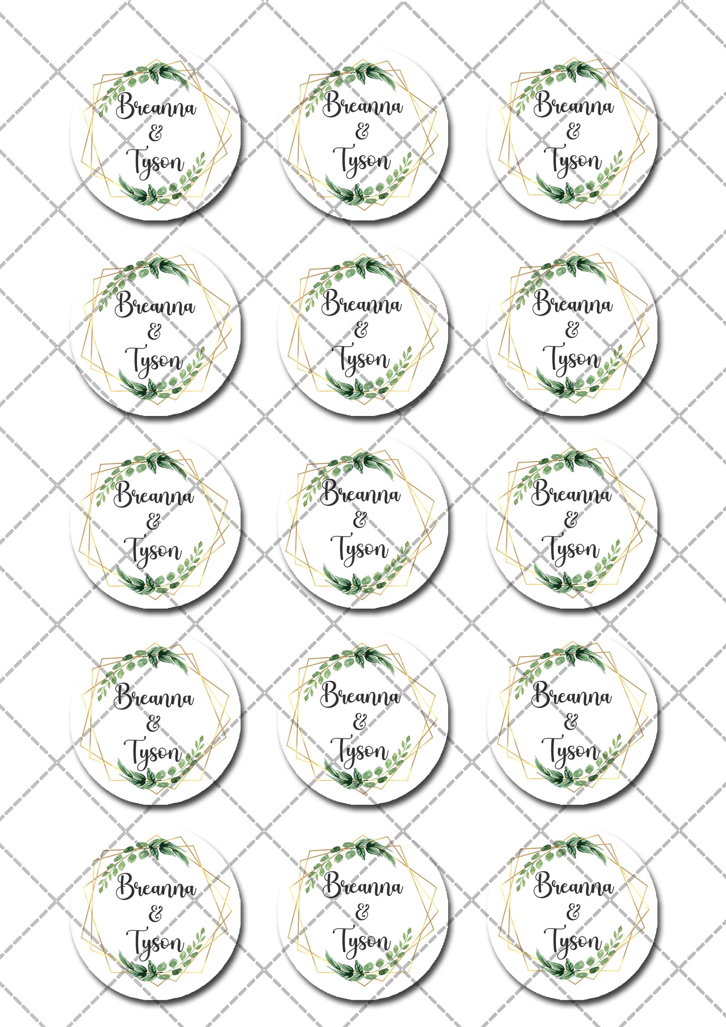 Bridal Themed Eucalyptus Leaves Edible Cupcake Toppers