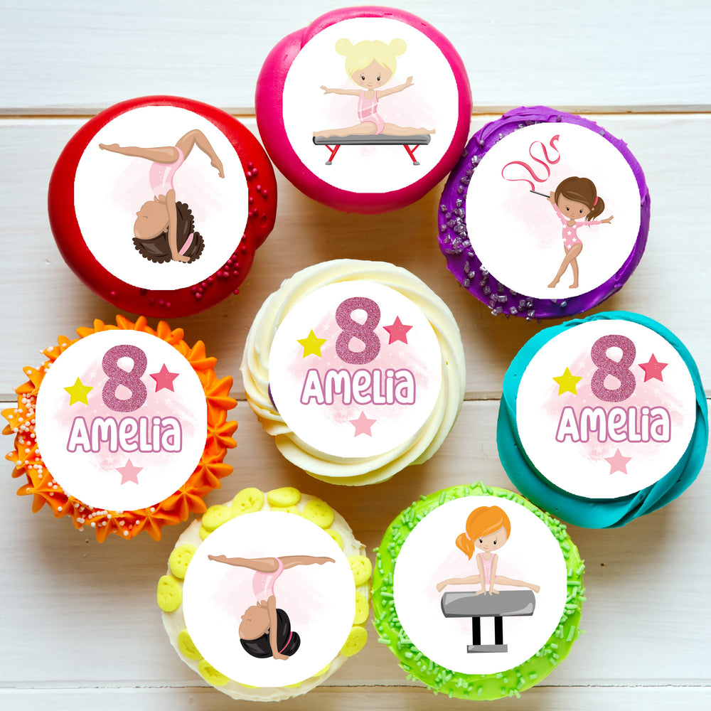 Gymnastics Pre-cut Edible Cupcake or Cookie Toppers
