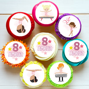 Gymnastics Pre-cut Edible Cupcake or Cookie Toppers