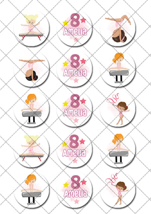 Gymnastics Pre-cut Edible Cupcake or Cookie Toppers
