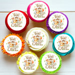 Wild One Jungle Safari Animals Pre-cut Edible Cupcake or Cookie Toppers