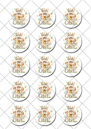 Wild One Jungle Safari Animals Pre-cut Edible Cupcake or Cookie Toppers