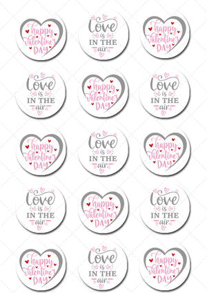 Valentines Day Love Pre-cut Edible Icing Cupcake or Cookie Toppers