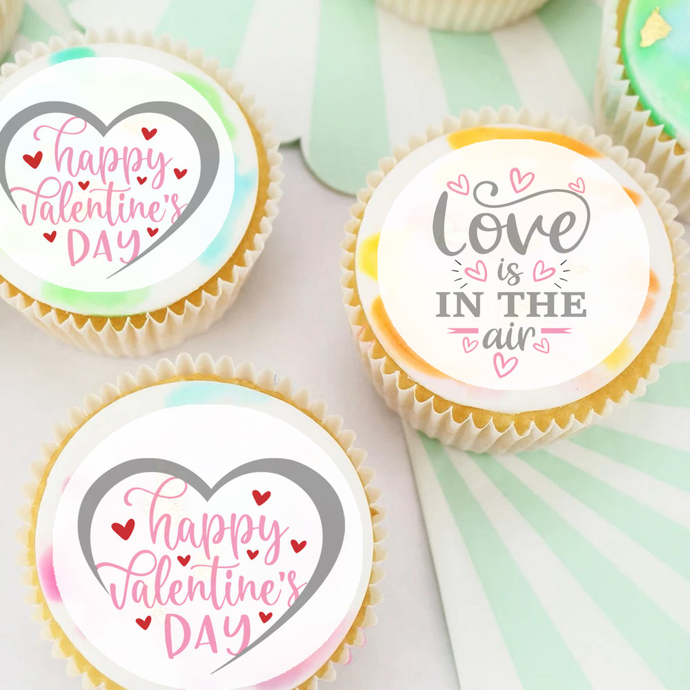 Valentines Day Love Pre-cut Edible Icing Cupcake or Cookie Toppers