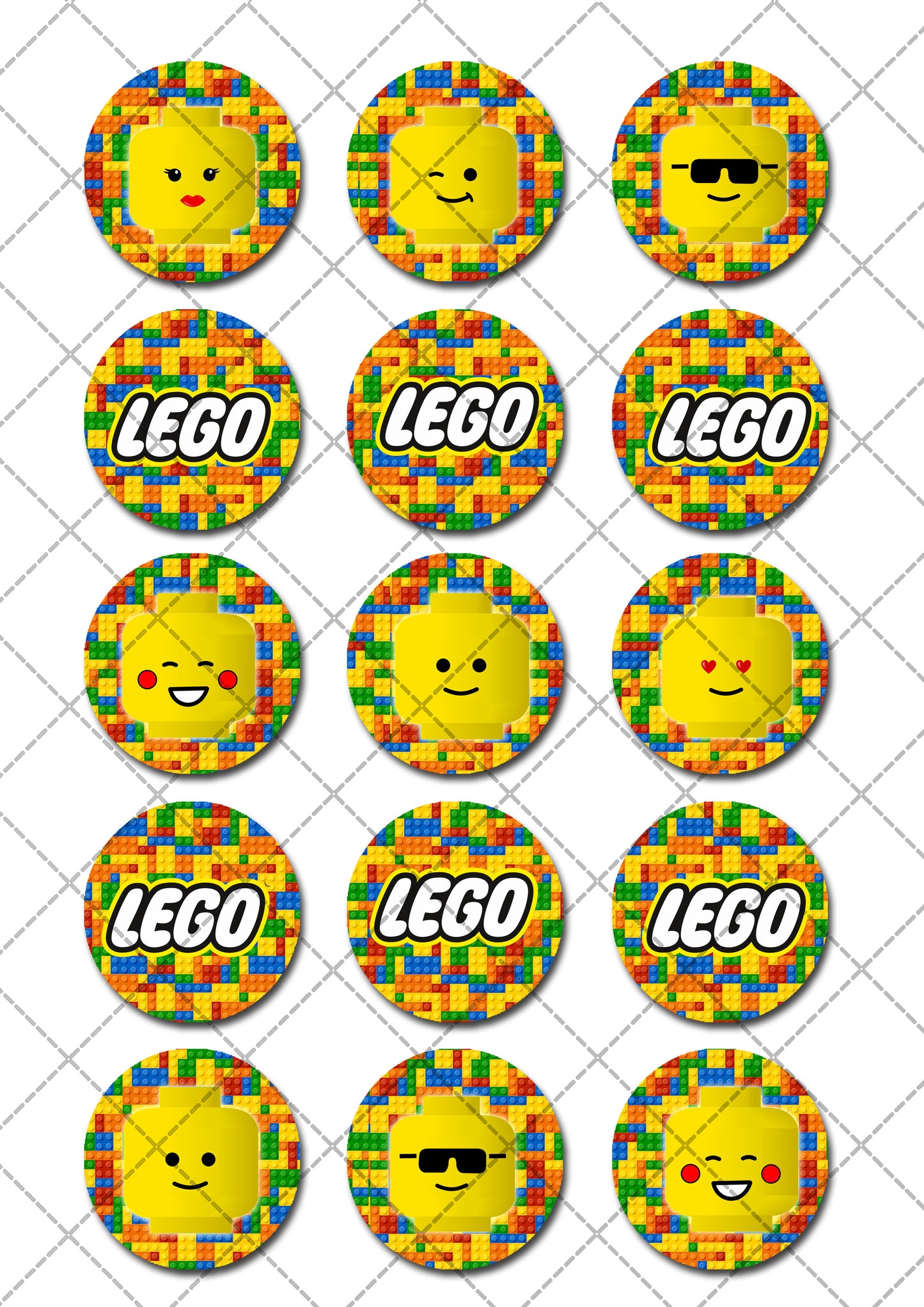 Lego Pre-cut Edible Cupcake or Cookie Toppers