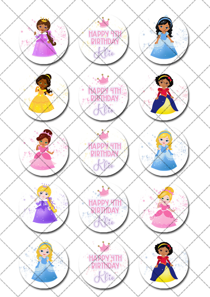Princesses Disney Pre-cut Edible Cupcake or Cookie Toppers