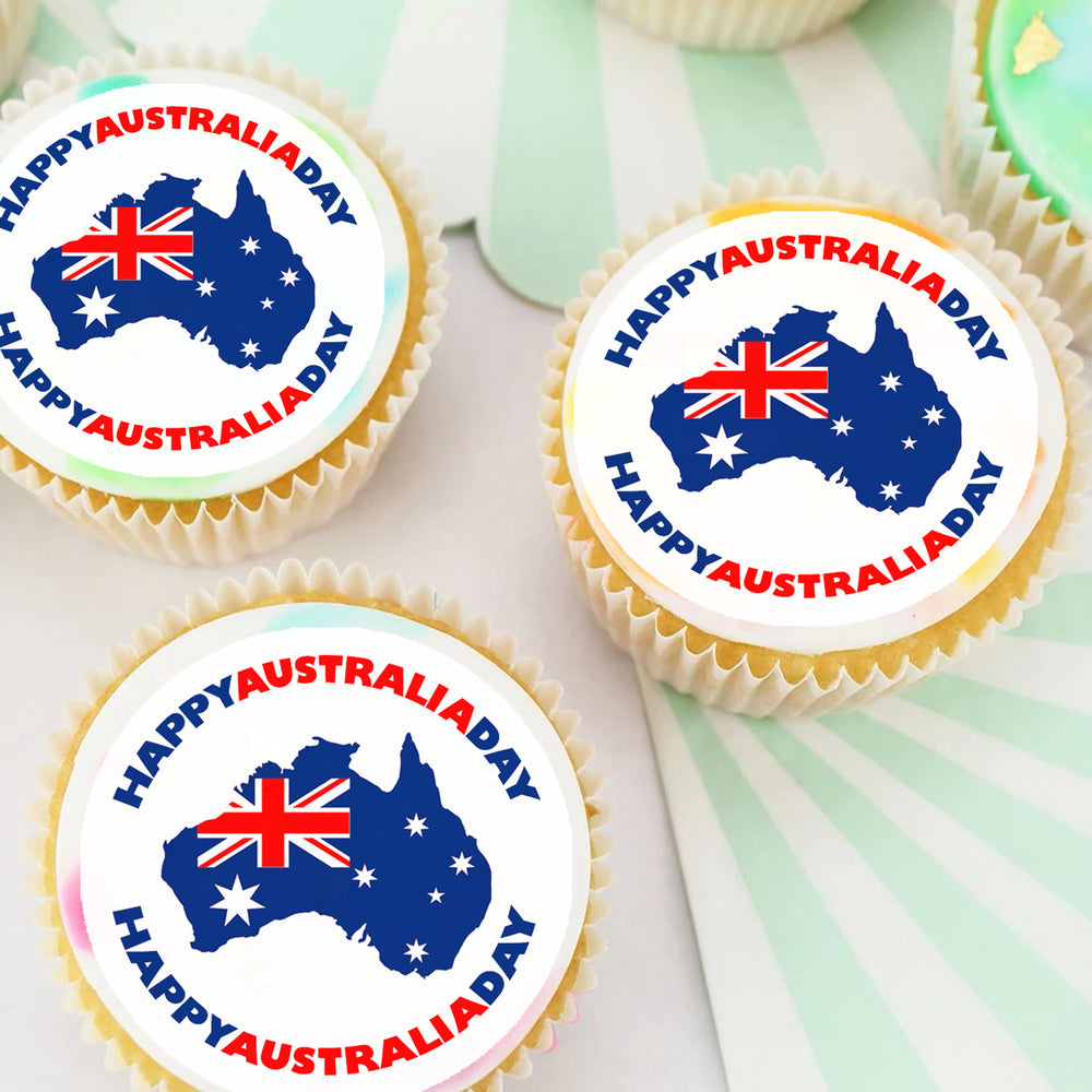 Australia Day Pre-cut Edible Icing Cupcake or Cookie Toppers