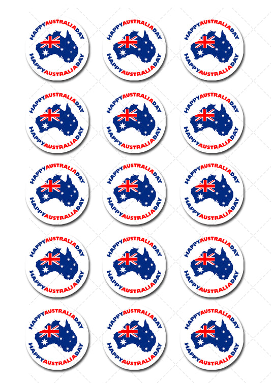 Australia Day Pre-cut Edible Icing Cupcake or Cookie Toppers
