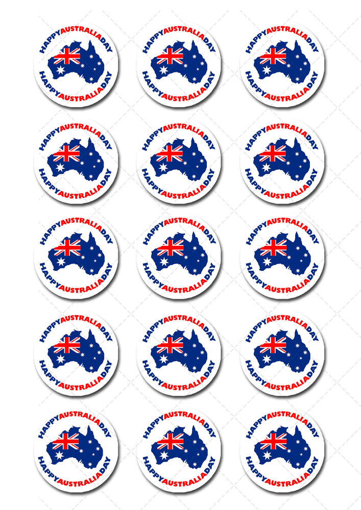 Australia Day Pre-cut Edible Icing Cupcake or Cookie Toppers