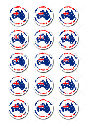 Australia Day Pre-cut Edible Icing Cupcake or Cookie Toppers