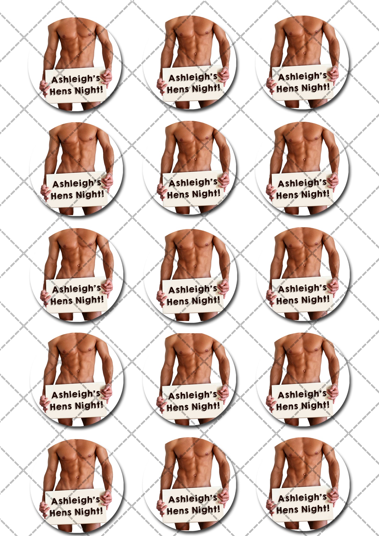 Hens Night Pre-cut Edible Cupcake or Cookie Toppers