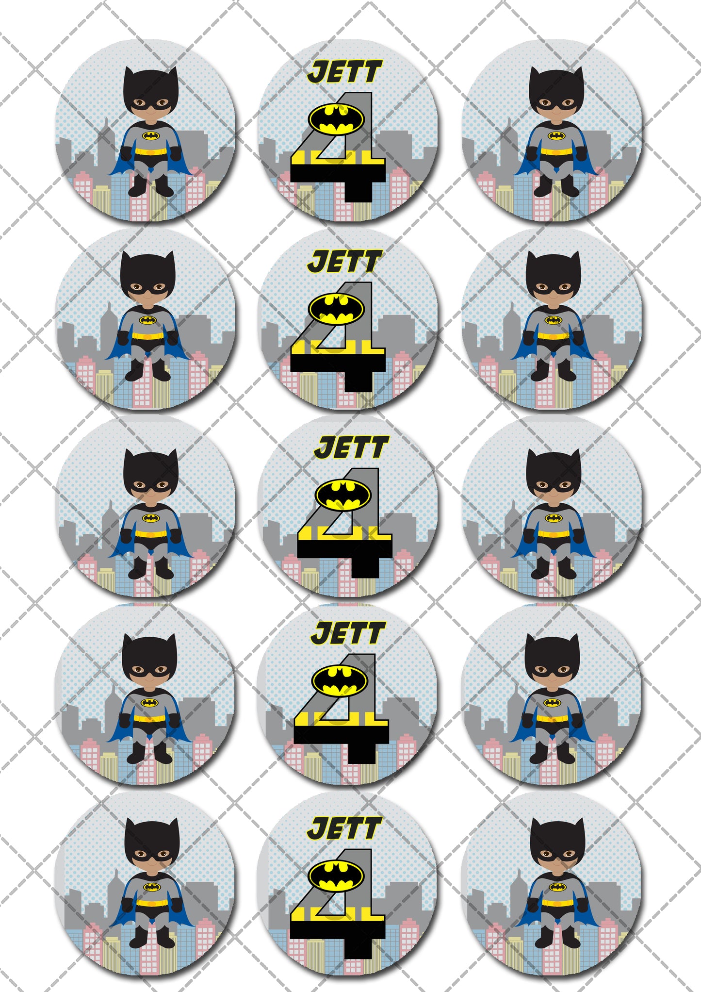 Batman Superhero Pre-cut Edible Cupcake or Cookie Toppers