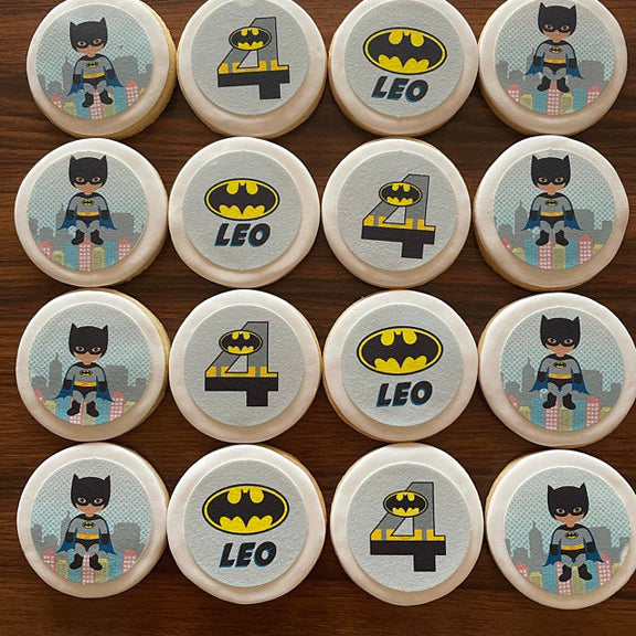 Batman Superhero Pre-cut Edible Cupcake or Cookie Toppers