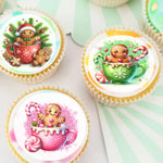 Christmas Xmas Gingerbread Pre-cut Edible Cupcake or Cookie Toppers