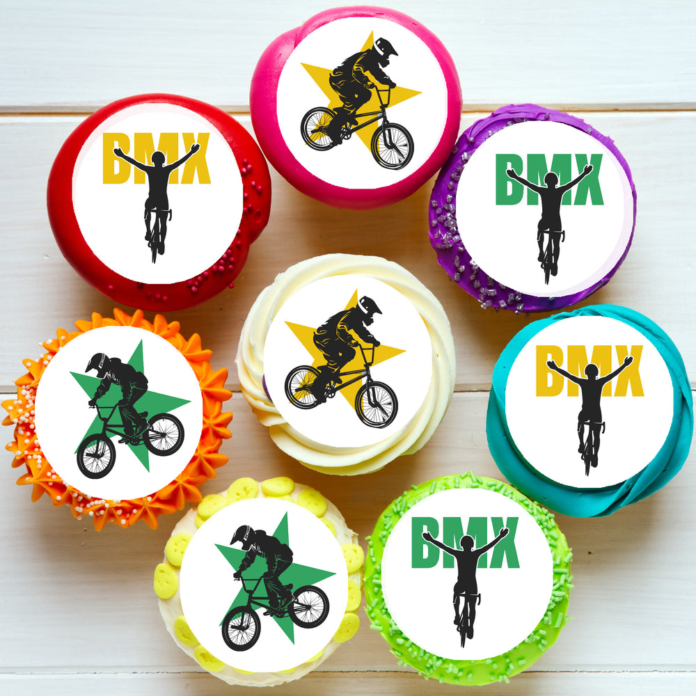 BMX Bike Pre-cut Edible Cupcake or Cookie Toppers