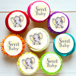 Baby Elephant Shower Pre-cut Edible Icing Cupcake or Cookie Toppers