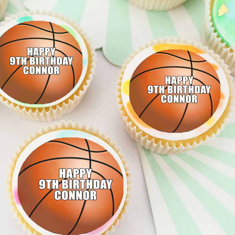 Basketball Sports Pre-cut Edible Cupcake or Cookie Toppers